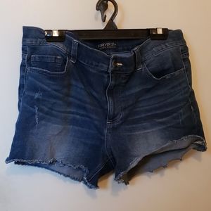 Distressed Denim Cut-Offs Plus-Size